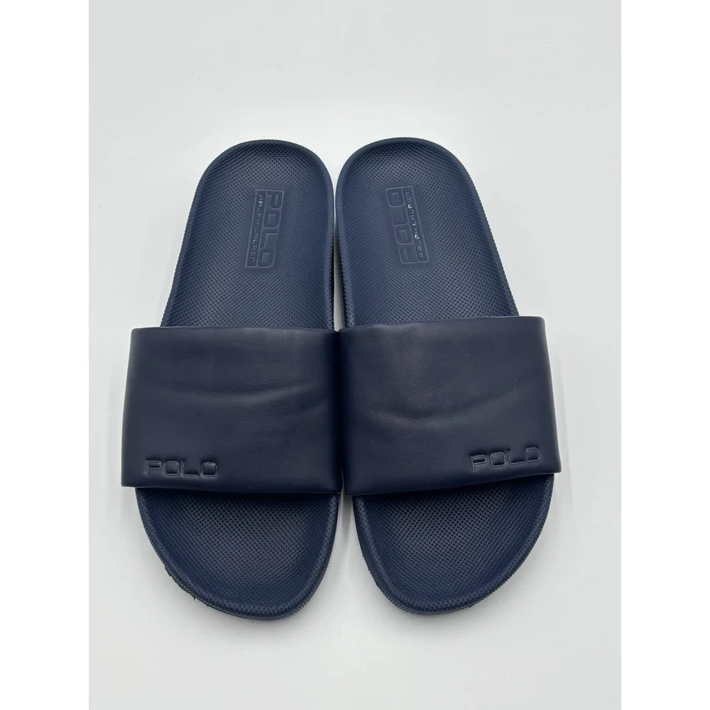 Polo Ralph Lauren Cayson Slide Sandals Navy Rubber Pool Slides Men's 10